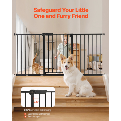 Πόρτα VEVOR για μωρά 60,6-63,3 ίντσες με ρυθμιζόμενο πλάτος 30 ίντσες ύψος, μαύρη πόρτα για σκύλους