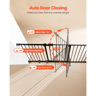 Πόρτα VEVOR για μωρά 60,6-63,3 ίντσες με ρυθμιζόμενο πλάτος 30 ίντσες ύψος, μαύρη πόρτα για σκύλους