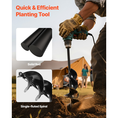 Τρυπάνι VEVOR με τρυπάνι 3,15 x 16,1 ίντσες, εργαλείο φύτευσης με σπειροειδή στύλο