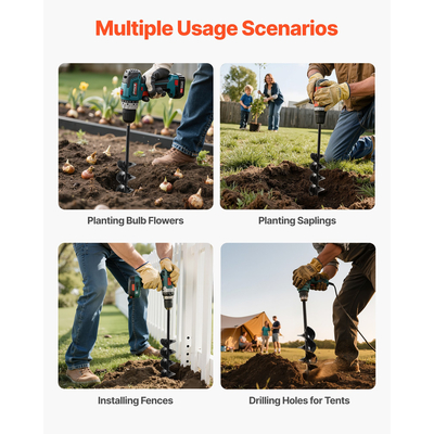 Τρυπάνι VEVOR με τρυπάνι 3,15 x 16,1 ίντσες, εργαλείο φύτευσης με σπειροειδή στύλο