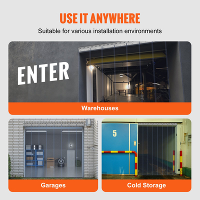 Κουρτίνα λωρίδας VEVOR, 84" Ύψος x 48" Πλάτος, 0,08" Πάχος, 8 ΤΕΜ Κουρτίνα πόρτας από λωρίδες PVC, Κουρτίνα κατάψυξης, Πλαστικές λωρίδες πόρτας για περπάτημα σε καταψύκτες, ψύκτες & πόρτες αποθήκης, με επικάλυψη 50%