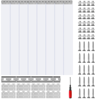 Κουρτίνα λωρίδας VEVOR, 84" Ύψος x 48" Πλάτος, 0,08" Πάχος, 8 ΤΕΜ Κουρτίνα πόρτας από λωρίδες PVC, Κουρτίνα κατάψυξης, Πλαστικές λωρίδες πόρτας για περπάτημα σε καταψύκτες, ψύκτες & πόρτες αποθήκης, με επικάλυψη 50%