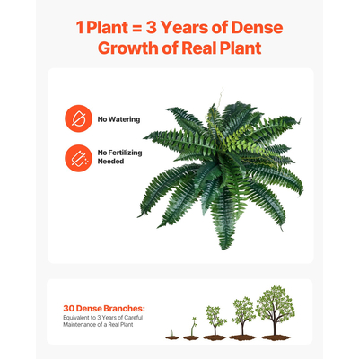 VEVOR 2 τεμάχια τεχνητές φτέρες Βοστώνης πλαστική φτέρη 30 κλαδιά για εσωτερική και εξωτερική διακόσμηση