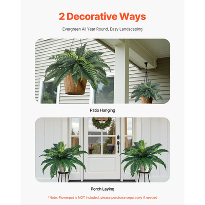 VEVOR 2 τεμάχια τεχνητές φτέρες Βοστώνης πλαστική φτέρη 30 κλαδιά για εσωτερική και εξωτερική διακόσμηση