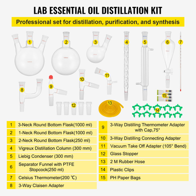 Νέα εξάρτηση 250 1000γυαλιού εργαστηριακών εργαστηριακών γυαλιών χημείας 29για τη σύνθεση καθαρισμού χωρισμού αποστάγσεων