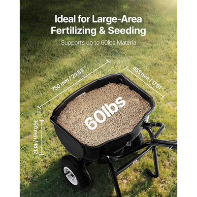 Walk-Behind Push Broadcast Spreader 60LBS 0-9.8ft Spreading Width for Fertilizer | VEVOR US