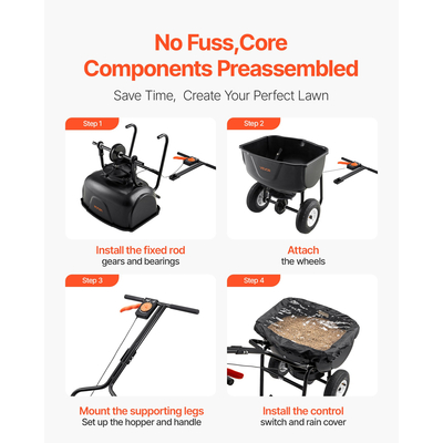 Walk-Behind Push Broadcast Spreader 60LBS 0-9.8ft Spreading Width for Fertilizer | VEVOR US