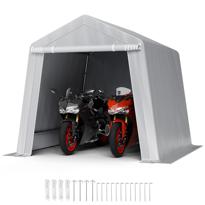 VEVOR Εξωτερική Στέγη Αποθήκευσης 8x8 πόδια Αδιάβροχη Σκηνή Γκαράζ με Στέγαστρο και Στέγαστρο