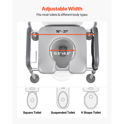 Πολυθρόνα Κομοδίνου VEVOR 4 σε 1 με Υπερυψωμένο Κάθισμα Τουαλέτας 500 λίβρες Ρυθμιζόμενο Ύψος