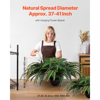VEVOR Artificial Ferns, Natural Spread Diameter 37-41 Inch, Large Hanging Fake Boston Ferns, Sunlight Resistant Fake Plant Wall Decor with 80 Branches and Flowerpot, Faux Fern for Home Office Outdoor | VEVOR US
