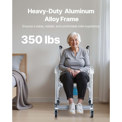 Πολυθρόνα Κομοδίνου VEVOR με 4 Ρόδες, Υπερυψωμένο Κάθισμα Τουαλέτας 4 σε 1, 135 κιλά