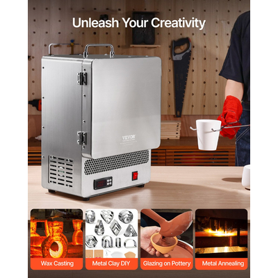 Tabletop Kiln Melter 1500W Electric Kiln 2192℉ Max Temperature Melting Furnace | VEVOR US