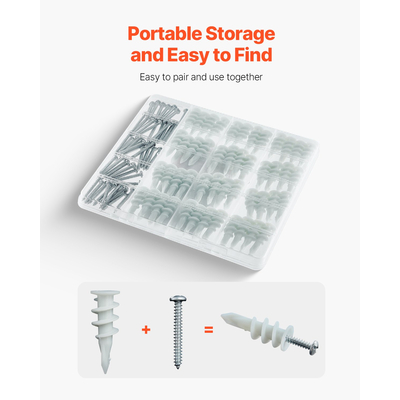 Drywall Anchors Self Drilling Anchors 100PCS in 50 Sets Screw & Anchors | VEVOR US