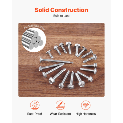 420 Pc Self Drilling Screw Assortment Set #8 #10 Hex/Phillips Head 1/2 to 2 Inch | VEVOR US