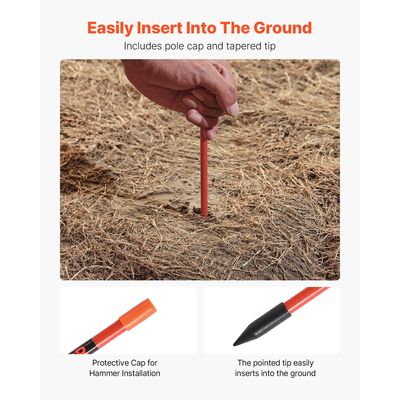 VEVOR 100 τεμάχια ανακλαστικοί δείκτες δρόμου 5/16" Dia 72 in ανακλαστήρες χιονιού