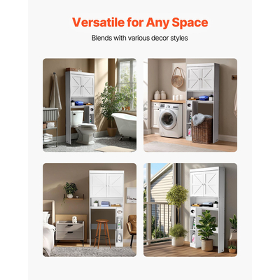 Ντουλάπι Αποθήκευσης Μπάνιου VEVOR Πάνω από την Τουαλέτα με Ρυθμιζόμενο Ράφι Λευκό 67,4