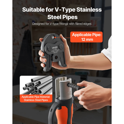 VEVOR V12 Σιαγόνα Πίεσης 12mm Σιαγόνα Πίεσης Κατάλληλη για Σωλήνες από Ανοξείδωτο Χάλυβα Τύπου V