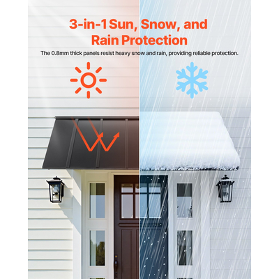 VEVOR Στέγαστρο τέντας παραθύρου-πόρτας 80x36 εκ., τέντες μπροστινής πόρτας από χάλυβα για εξωτερική βεράντα