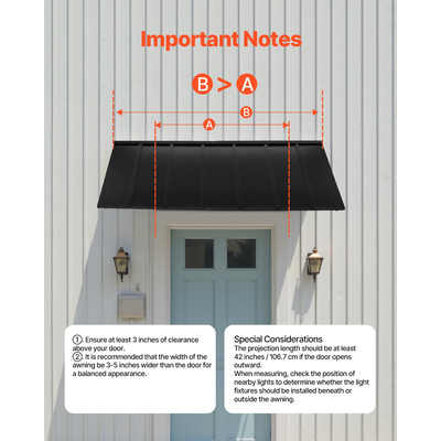 VEVOR Στέγαστρο τέντας παραθύρου-πόρτας 80x36 εκ., τέντες μπροστινής πόρτας από χάλυβα για εξωτερική βεράντα