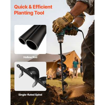 Τρυπάνι VEVOR με τρυπάνι 3,15 x 23,6 ίντσες, εργαλείο φύτευσης με σπειροειδή στύλο