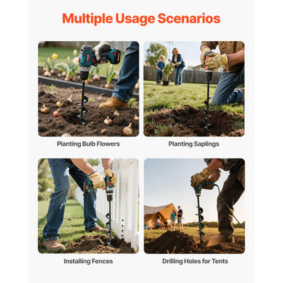 Τρυπάνι VEVOR με τρυπάνι 3,15 x 23,6 ίντσες, εργαλείο φύτευσης με σπειροειδή στύλο