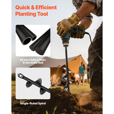 VEVOR 2 τεμάχια τρυπάνια με τρυπάνι, εργαλείο εκσκαφής τρυπών με σπειροειδή στύλο 11,8" & 8,6