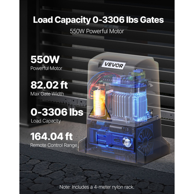 Ηλεκτρικό ανοιχτήρι συρόμενης πύλης VEVOR 550W με αισθητήρα υπερύθρων και γρανάζι 3307lbs