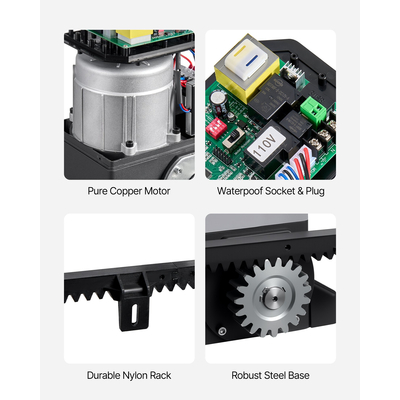 Ηλεκτρικό ανοιχτήρι συρόμενης πύλης VEVOR 550W με αισθητήρα υπερύθρων και γρανάζι 3307lbs