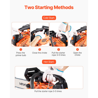 Αλυσοπρίονο Βενζίνης VEVOR 25cc Αλυσοπρίονο Βενζίνης 1,02 HP 12 ιντσών για κοπή ξύλου