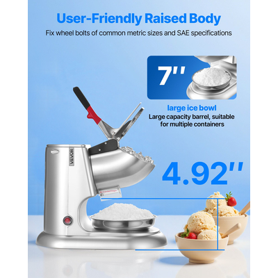 VEVOR Επαγγελματικός Θραυστήρας Πάγου 220LBS/H Ηλεκτρικός Χιονοσυλλέκτης Ξυρισμένος Πάγος Ασημί