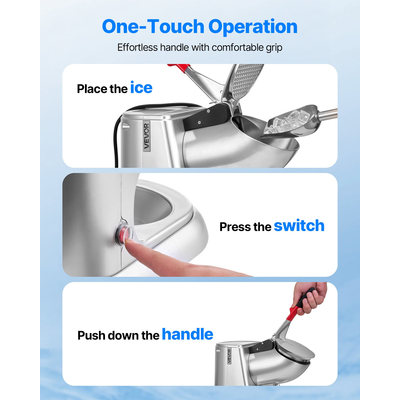 VEVOR Επαγγελματικός Θραυστήρας Πάγου 220LBS/H Ηλεκτρικός Χιονοσυλλέκτης Ξυρισμένος Πάγος Ασημί