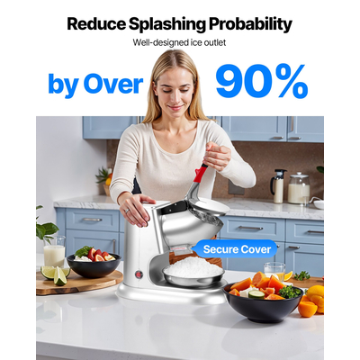 VEVOR Επαγγελματικός Θραυστήρας Πάγου 220LBS/H Ηλεκτρικός Χιονοσυλλέκτης Ξυρισμένος Πάγος Ασημί