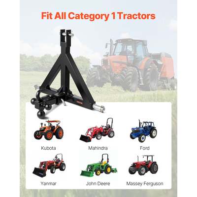 VEVOR Δέκτης ρυμούλκησης 3 σημείων 2" Προσαρμογέας γρήγορης ζεύξης με ράβδο έλξης τρακτέρ