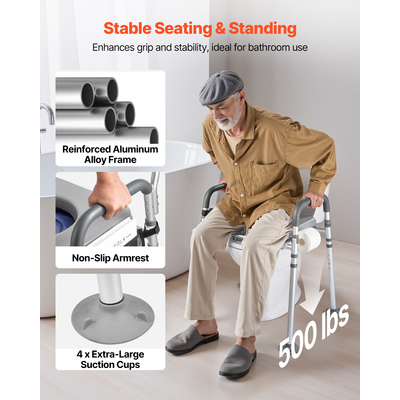 Πολυθρόνα Κομοδίνου VEVOR 4 σε 1 με Υπερυψωμένο Κάθισμα Τουαλέτας, Ρυθμιζόμενο Ύψος 230 κιλά