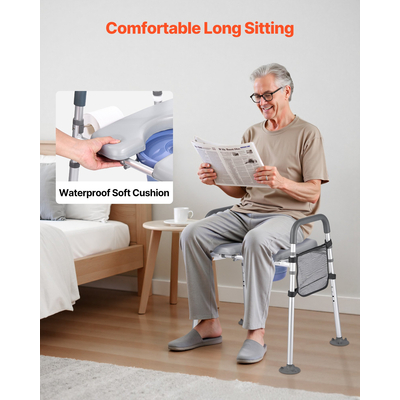 Πολυθρόνα Κομοδίνου VEVOR 4 σε 1 με Υπερυψωμένο Κάθισμα Τουαλέτας, Ρυθμιζόμενο Ύψος 230 κιλά