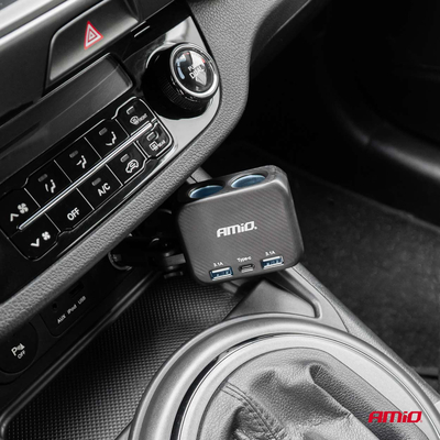 ΑΝΤΑΠΤΟΡΑΣ ΑΝΑΠΤΗΡΑ 12/24V 100W ΜΑΥΡΟΣ/2 ΘΕΣΕΙΣ/1xUSB-A+1xUSB-C/ΠΕΡΙΣΤΡΟΦΗ 180 ΜΟΙΡΩΝ ΑΜΙΟ - 1 ΤΕΜ.