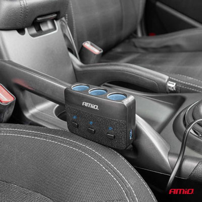 ΑΝΤΑΠΤΟΡΑΣ ΑΝΑΠΤΗΡΑ 12/24V 100W ΜΑΥΡΟΣ/3 ΘΕΣΕΙΣ/2xUSB-A /ΚΟΥΜΠΙ ON-OFF/ΕΝΔΕΙΞΗ LED/ΚΑΛΩΔΙΟ 70cm AMIO - 1 Τεμ.