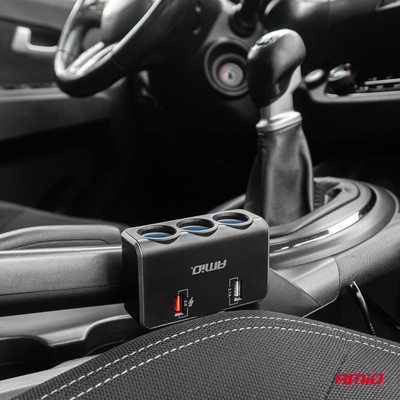 ΑΝΤΑΠΤΟΡΑΣ ΑΝΑΠΤΗΡΑ 12/24V 120W ΨΗΦΙΑΚΟΣ ΜΑΥΡΟΣ/3 ΘΕΣΕΙΣ/2xUSB-A QC 3.0  ΜΕ ΚΑΛΩΔΙΟ 80cm AMIO - 1 Τεμ.