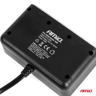 ΑΝΤΑΠΤΟΡΑΣ ΑΝΑΠΤΗΡΑ 12/24V 120W ΨΗΦΙΑΚΟΣ ΜΑΥΡΟΣ/3 ΘΕΣΕΙΣ/2xUSB-A QC 3.0  ΜΕ ΚΑΛΩΔΙΟ 80cm AMIO - 1 Τεμ.