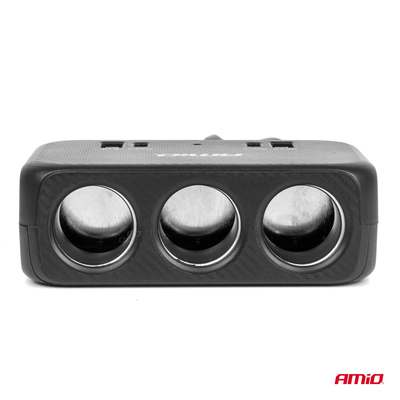 ΑΝΤΑΠΤΟΡΑΣ ΑΝΑΠΤΗΡΑ 12/24V 120W ΜΑΥΡΟΣ/3 ΘΕΣΕΙΣ/1xUSB-A+1xUSB-C QC 4.0 ΤΑΧΕΙΑΣ ΦΟΡΤΙΣΗΣ/ΚΑΛΩΔΙΟ 80cm AMIO - 1 Τεμ.