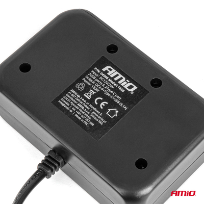 ΑΝΤΑΠΤΟΡΑΣ ΑΝΑΠΤΗΡΑ 12/24V 120W ΨΗΦΙΑΚΟΣ ΜΑΥΡΟΣ/3 ΘΕΣΕΙΣ/2xUSB-A + 1xUSB-C QC 4.0  ΜΕ ΚΑΛΩΔΙΟ 80cm AMIO - 1 Τεμ.