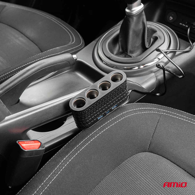 ΑΝΤΑΠΤΟΡΑΣ ΑΝΑΠΤΗΡΑ 12/24V 120W ΜΑΥΡΟΣ - 4 ΘΕΣΕΙΣ - 2xUSB-A + 1xUSB-C - ΚΑΛΩΔΙΟ 80cm AMIO - 1 Τεμ.