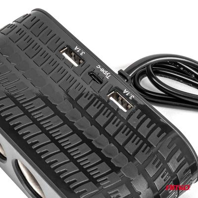 ΑΝΤΑΠΤΟΡΑΣ ΑΝΑΠΤΗΡΑ 12/24V 120W ΜΑΥΡΟΣ - 4 ΘΕΣΕΙΣ - 2xUSB-A + 1xUSB-C - ΚΑΛΩΔΙΟ 80cm AMIO - 1 Τεμ.