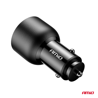 ΦΟΡΤΙΣΤΗΣ ΑΝΑΠΤΗΡΑ 12/24V ΜΕ 2 ΘΥΡΕΣ USB-C/USB-A 95W 5V/3A ΤΑΧΕΙΑΣ ΦΟΡΤΙΣΗΣ ΑΛΟΥΜΙΝΙΟ/ΜΑΥΡΟΣ ΑΜΙΟ - 1 Τεμ.