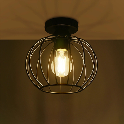 GLOBOSTAR® BITUIN 201-0116 Μοντέρνο Φωτιστικό Οροφής με Ντουί 1 x E27 AC 220-240V IP20 - Μαύρο - Μ21 x Π21 x Υ18cm