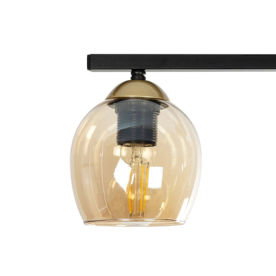 GLOBOSTAR® RADIUS 201-0122 Vintage Φωτιστικό Οροφής με Ντουί 3 x E27 AC 220-240V IP20 - Χρυσό, Μαύρο & Διάφανο- Μ60 x Π13 x Υ16cm