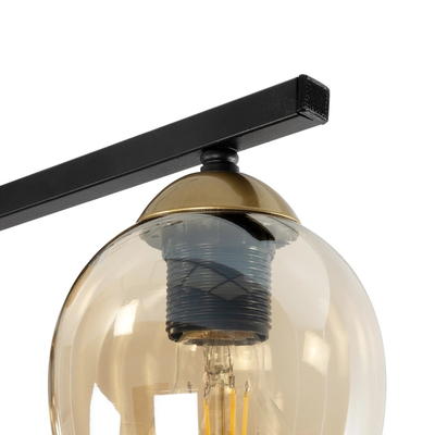 GLOBOSTAR® RADIUS 201-0122 Vintage Φωτιστικό Οροφής με Ντουί 3 x E27 AC 220-240V IP20 - Χρυσό, Μαύρο & Διάφανο- Μ60 x Π13 x Υ16cm