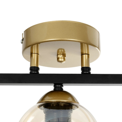 GLOBOSTAR® RADIUS 201-0122 Vintage Φωτιστικό Οροφής με Ντουί 3 x E27 AC 220-240V IP20 - Χρυσό, Μαύρο & Διάφανο- Μ60 x Π13 x Υ16cm
