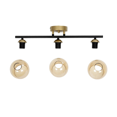 GLOBOSTAR® RADIUS 201-0122 Vintage Φωτιστικό Οροφής με Ντουί 3 x E27 AC 220-240V IP20 - Χρυσό, Μαύρο & Διάφανο- Μ60 x Π13 x Υ16cm