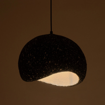 GloboStar® STONE 204-0194 Μοντέρνο Κρεμαστό Φωτιστικό Καμπάνα Μονόφωτο 1 x E27 IP20 Μαύρο Με Λευκό Πολυστερίνη με Ρητίνη - Μ35 x Π31 x Υ26cm